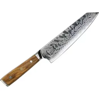 Kuchyňský nůž Damaškový kuchyňský nůž YU 37490 Kiritsuke/Hnědá