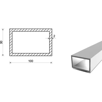 Stavební materiál Hliníkový jekl 100x30x2 (EN 6060)