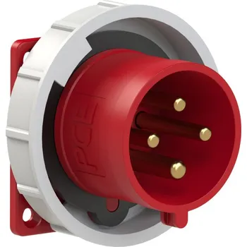 Elektrická zásuvka PC Electric 6242-6 přívodka vestavná 4-pólová, 32A / 400V, 6h, IP67, přímá, příruba 75x75mm