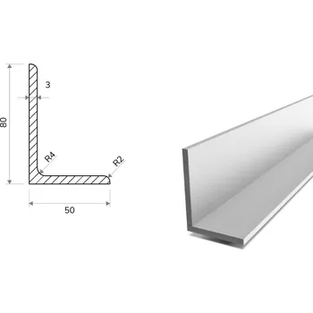 Stavební profil Hliníkový profil L 80x50x3 (EN 6060)