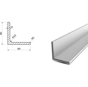 Stavební materiál Hliníkový profil L 80x80x8 (EN 6060)