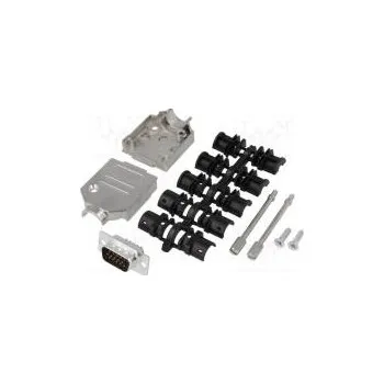 Elektrická zásuvka D-Sub HD PIN 15 zástrčka vidlice pájení na kabel černá