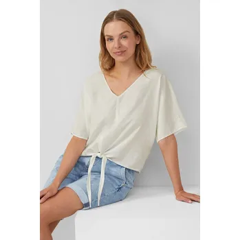 Dámská halenka s.Oliver dámská lněná halenka s vázačkou béžová Velikost: 36