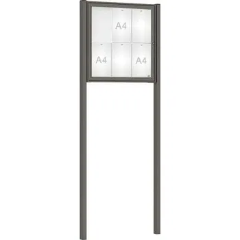 Informační tabulka Venkovní vitrína Classique, 6 x A4, včetně sloupků, šedá PRO + doprava zdarma