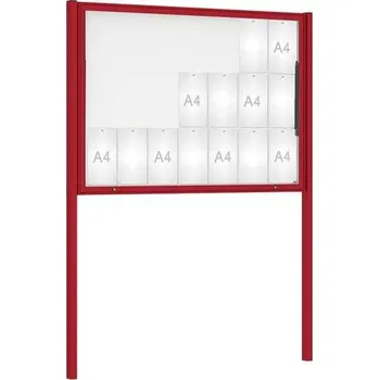 Informační tabulka Venkovní vitrína Classique, 21 x A4, včetně sloupků, červená + doprava zdarma