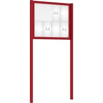 Informační tabulka Venkovní elegantní vitrína Tradition, 8 x A4, včetně sloupků, červená + doprava zdarma