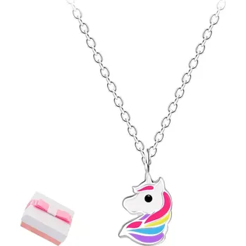 Náhrdelník Stříbrný náhrdelník pro dívky řetízek s přívěškem jednorožce