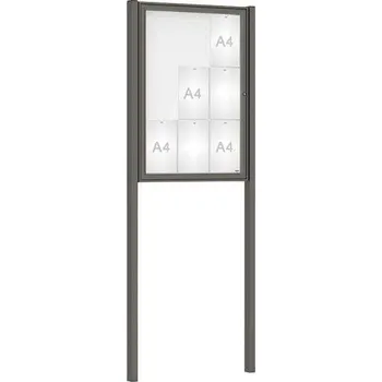 Informační tabulka Venkovní vitrína Classique, 9 x A4, včetně sloupků, šedá PRO + doprava zdarma