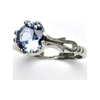 Prsten Zlatý prsten, bílé i žluté zlato, prstýnek se zirkonem, zirkon akvamarin 8 mm, T 1261