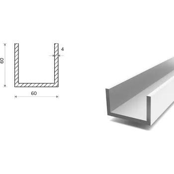 Stavební profil Hliníkový U profil 60x60x60x4