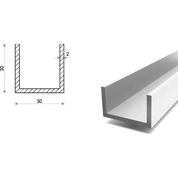 Stavební profil Hliníkový U profil 30x30x30x2 6000 mm