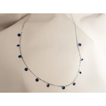 Náhrdelník ORO Silver Třpytivý náhrdelník s modrými krystaly - stříbrná jemnost s nádechem elegance