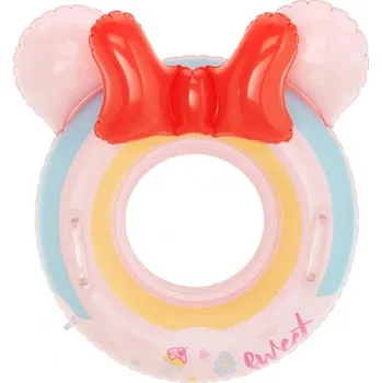 Nafukovací kruh Dětský nafukovací kruh Myška růžový 50cm s úchyty