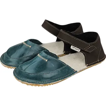 Chlapecké pantofle Dětské zateplené kožené barefoot boty MIROL zelená 25