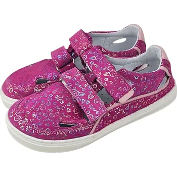 Dětská sportovní obuv Dětské otevřené barefoot tenisky LINDEN růžový třpyt 27