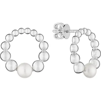Náušnice ANNA PERLY Atraktivní stříbrné náušnice na puzetu s bílou sladkovodní perlou