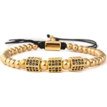 Náramek ANNA PERLY Moderní náramek z pozlacených kuliček a válečků se zirkony