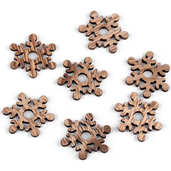 Vánoční dekorace Dřevěná vločka, hvězda, zvonek Varianta: 1 hnědá přírodní vločka, Balení: 10 ks
