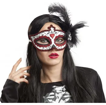 Karnevalový kostým Škraboška s peřím 2. jakost VI03570x