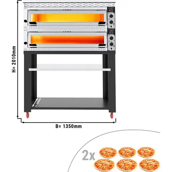 Pec na pizzu G.Gastro Pec na pizzu 6+6 x 34 cm - s digestoří & podstavcem