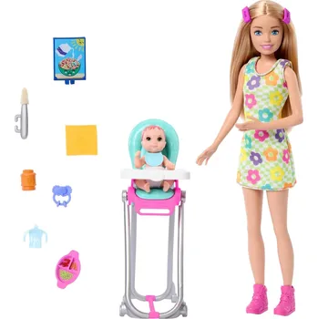 Panenka Mattel Barbie Chůva herní set jídelní židlička HTK35
