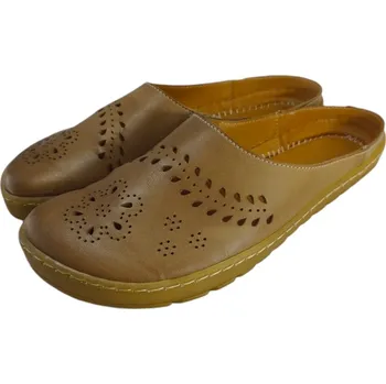 Dámské pantofle Kožené dámské barefoot nazouváky AMY nature hnědá 41