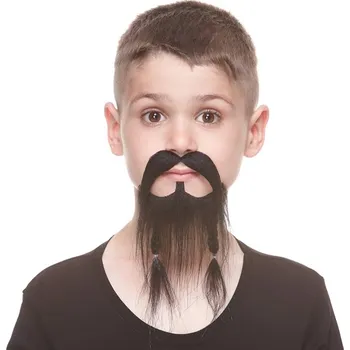 Dětský plnovous s knírem černý VI08925x