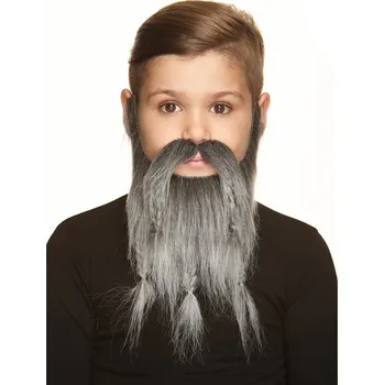 Dětský plnovous s knírem černošedý VI08927x