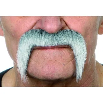 Karnevalový kostým Knír zahnutý dolů šedý VI03721x