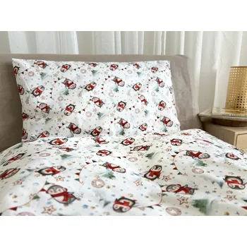 Povlečení Dětské povlečení bavlna tučňáci a hvězdičky - 100x135 + 40x60 cm