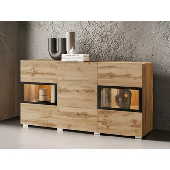 Komoda Komoda BAROS dub wotan/černá bez osvětlení LED