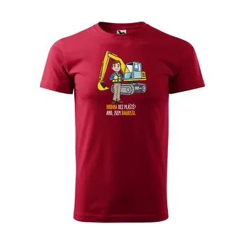 Pánské tričko Tričko s potiskem pro bagristu Hrdina bez pláště? Ano, jsem bagrista: červené 3XL
