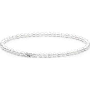 Náhrdelník ANNA PERLY Luxusní dámský náhrdelník z pravých bílých perel se stříbrným zapínáním s ozdobnými zirkony