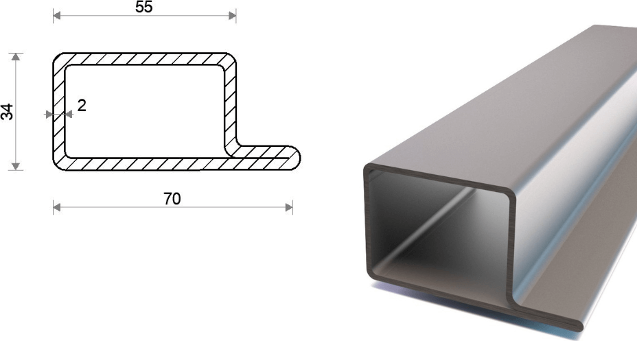 Praporkový jekl L 70x34x55x2