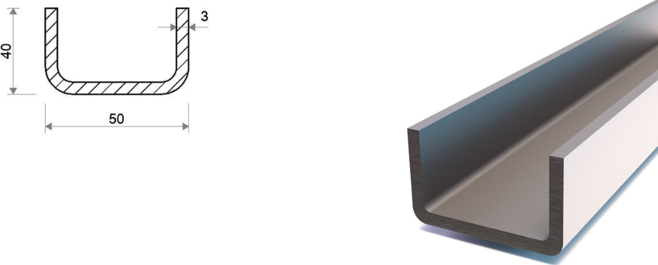 U profil 40x50x40x3