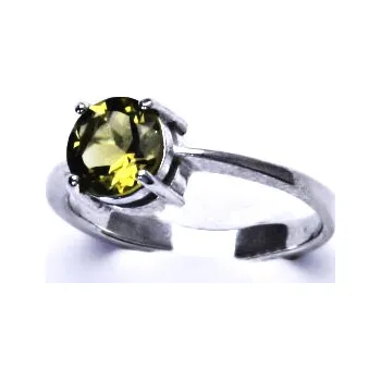 Prsten Stříbrný prsten, přírodní olivín , prstýnek ze stříbra, T 1357