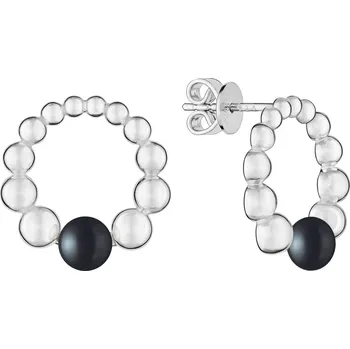 Náušnice ANNA PERLY Atraktivní stříbrné náušnice na puzetu s černou sladkovodní perlou