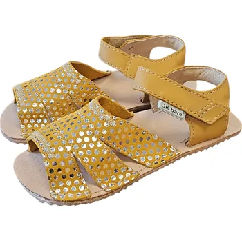 Dívčí sandály Dívčí kožené barefoot sandálky MIA/I/X žlutá 26