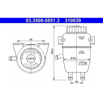 Přislušenství brzdového systému Vyrovnávací nádoba, brzdová kapalina ATE 03.3508-5851.3