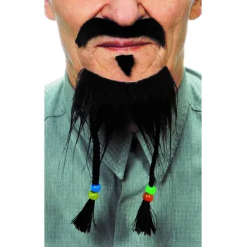 Karnevalový kostým Knír a bradka s korálky černá VI02952x