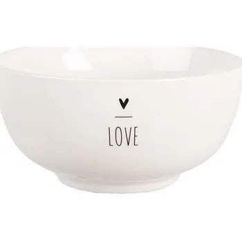 Bílá porcelánová miska se srdíčkem Lovely Day - Ø 14*7 cm / 500 ml