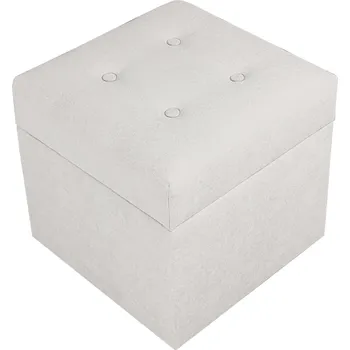 Taburet Valletta – taburet s úložným prostorem, 37 × 37 cm, čalouněný, světle béžový Soro 21