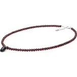 ANNA PERLY Stříbrný náhrdelník z červeného granátu s černou Keshi perlou