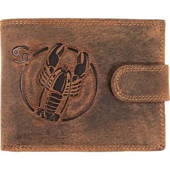 Peněženka Wild Pánská kožená peněženka s přezkou znamení rak/hnědá