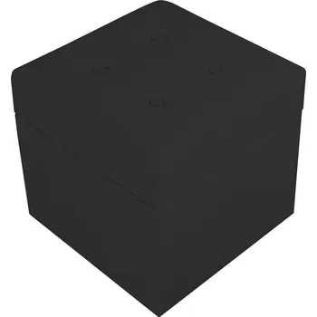 Taburet Valletta – taburet s úložným prostorem, 37 × 37 cm, čalouněný, černý Soro 100