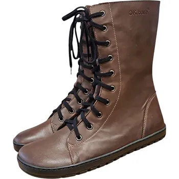 Dámská fitness obuv Dámské kožené celoroční polokozačky HIRA hnědá, kožené podšívky 42