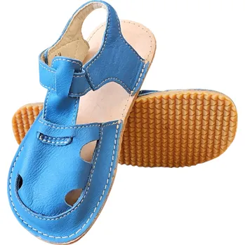 Chlapecké pantofle Dětské kožené barefoot sandálky ITHAKA/I modrá 26