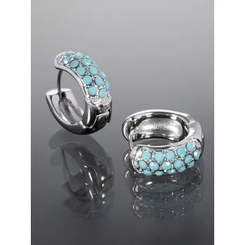 Náušnice Prosperk Náušnice kruhy z chirurgické oceli s modrými krystalky stříbrná