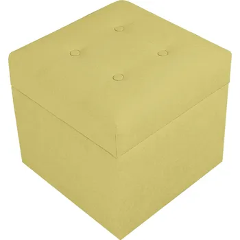 Taburet Valletta – taburet s úložným prostorem, 37 × 37 cm, čalouněný, hořčicový Soro 40