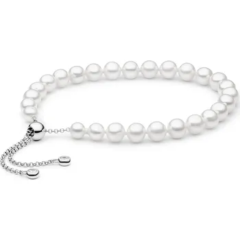 Náramek ANNA PERLY Dámský náramek z bílých sladkovodních perel se stříbrným řetízkem a zirkony
